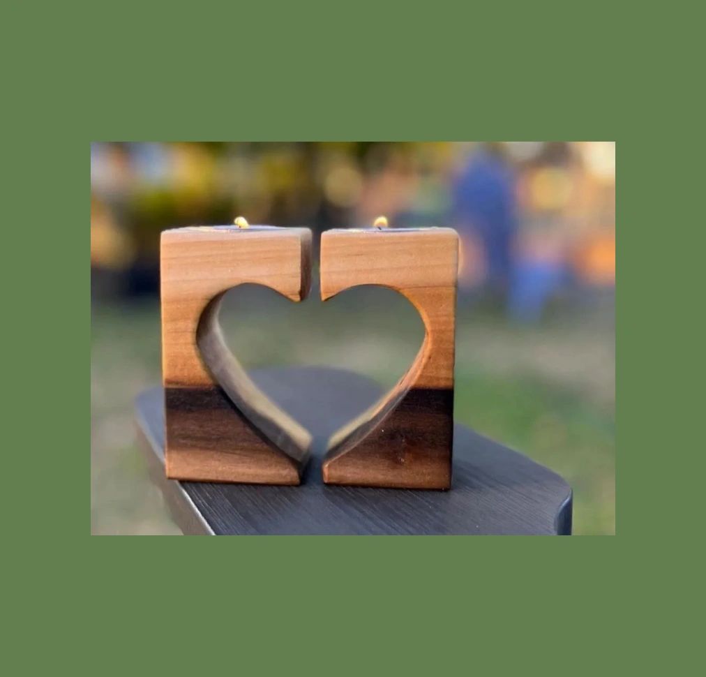 Handcrafted wooden candle holders